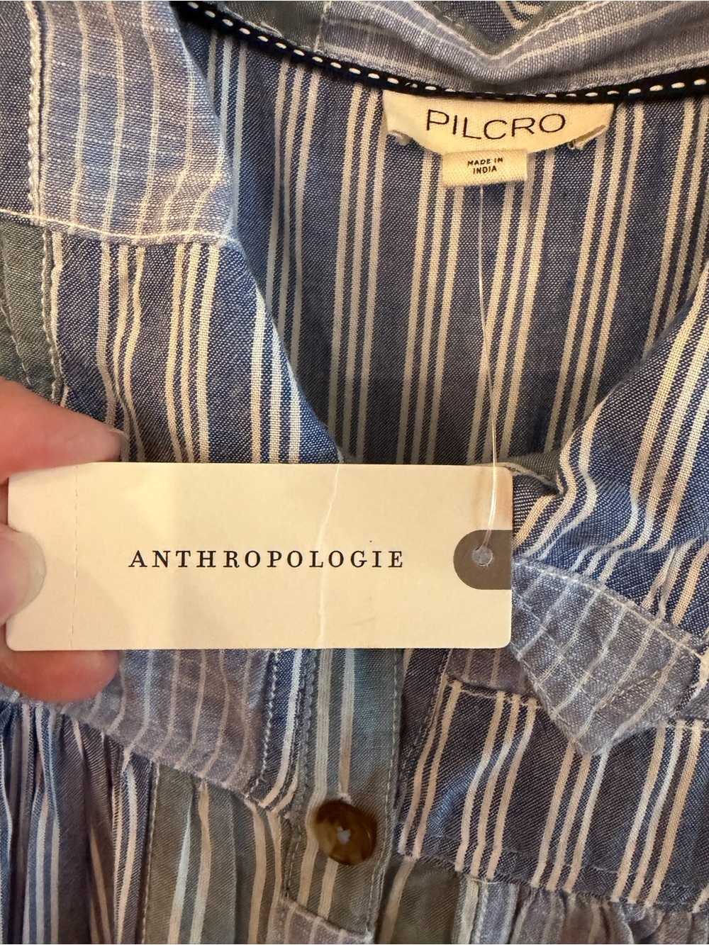 NWT Anthropologie  Pilcro Chambray Patchwork Button-up Shirt - Picture 3 of 8